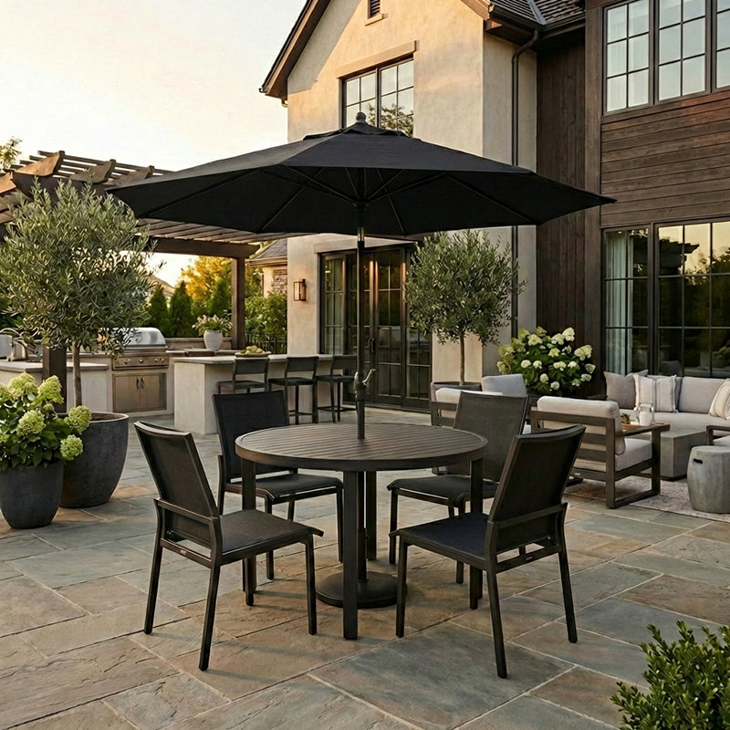coral coast 9 ft sunbrella deluxe tilt aluminum patio umbrella 9' Round Deluxe Auto-Tilt Sunbrella Market Umbrella – InsideOut