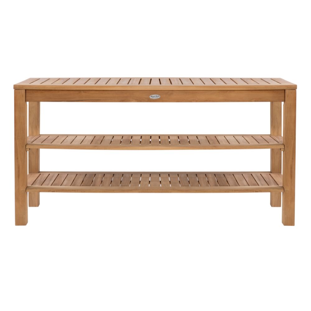 Teak Console Table with Shelves
