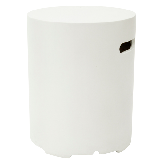 Cream White Smooth Round Cast Concrete Propane Tank Cover