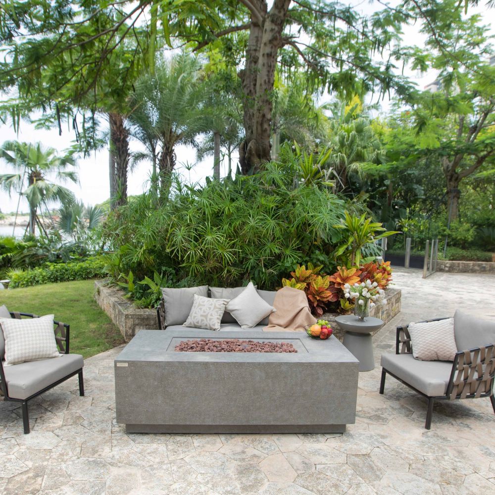 Andes Light Grey Cast Concrete Fire Table