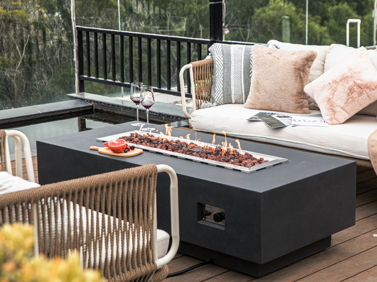 Granville Dark Grey Cast Concrete Fire Table