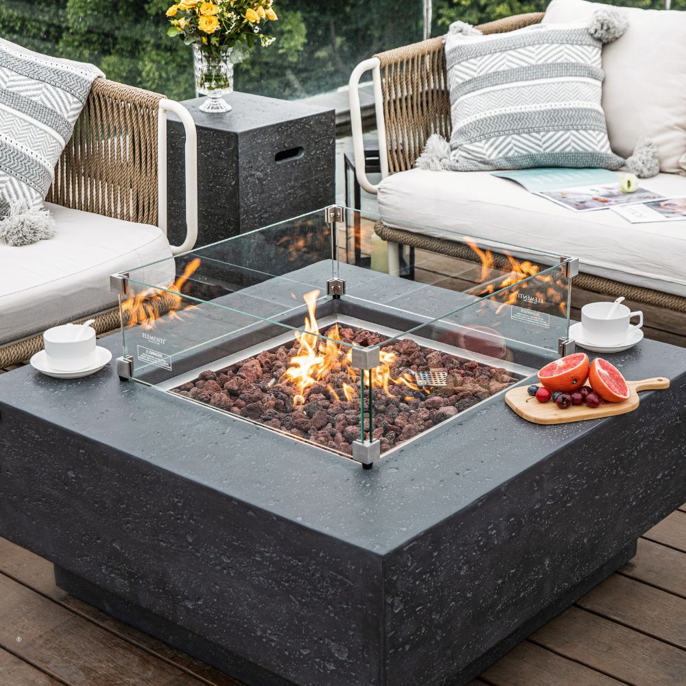 Manhattan Dark Grey Cast Concrete Fire Table