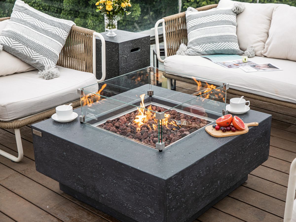 Manhattan Dark Grey Cast Concrete Fire Table