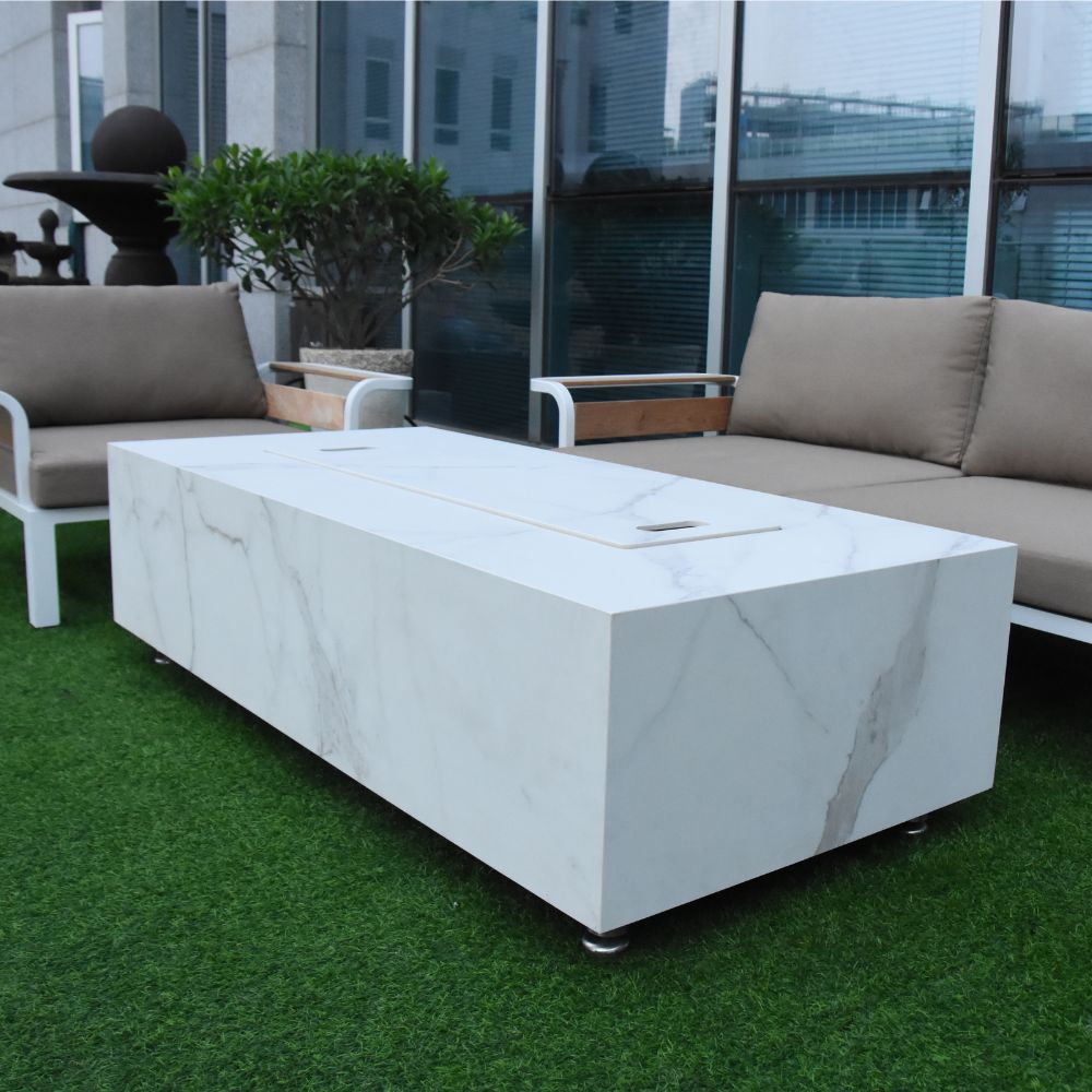 Carrara Porcelain Fire Table