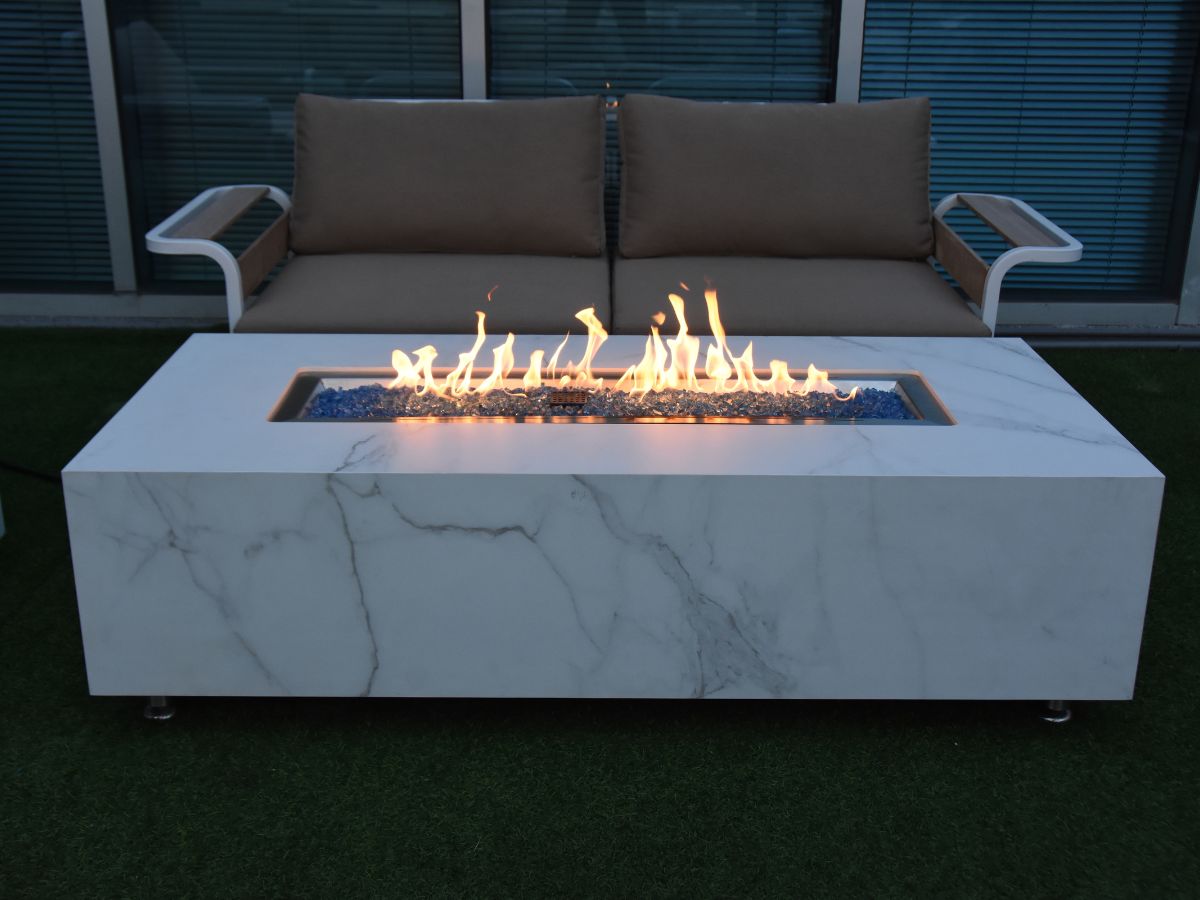 Carrara Porcelain Fire Table