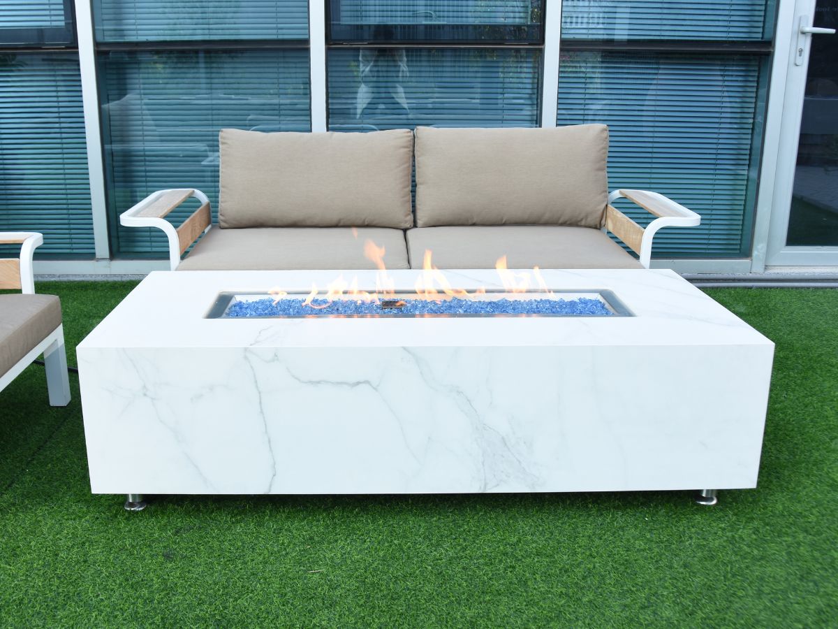 Carrara Porcelain Fire Table