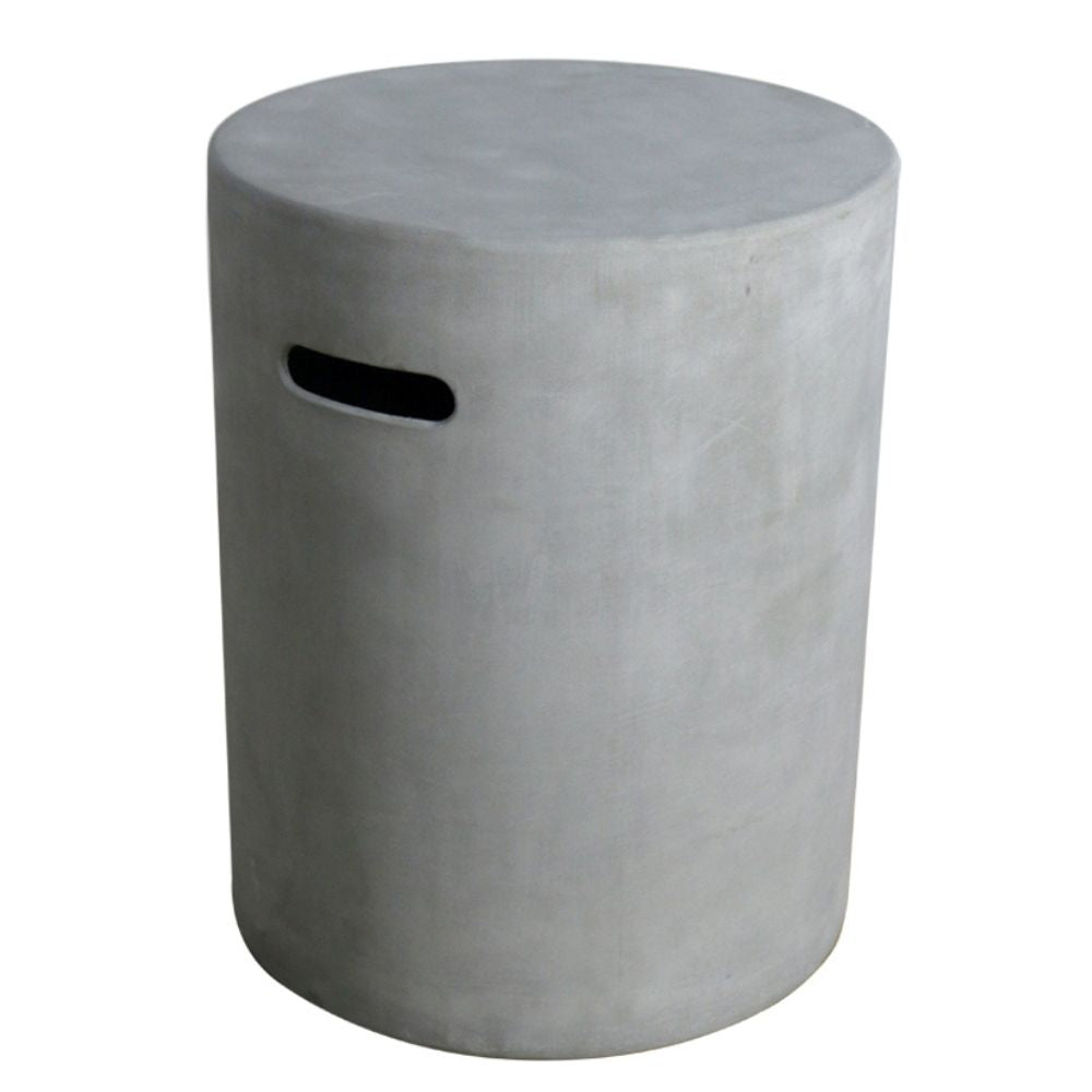 Light Grey Smooth Round Cast Concrete Propane Tank Cover