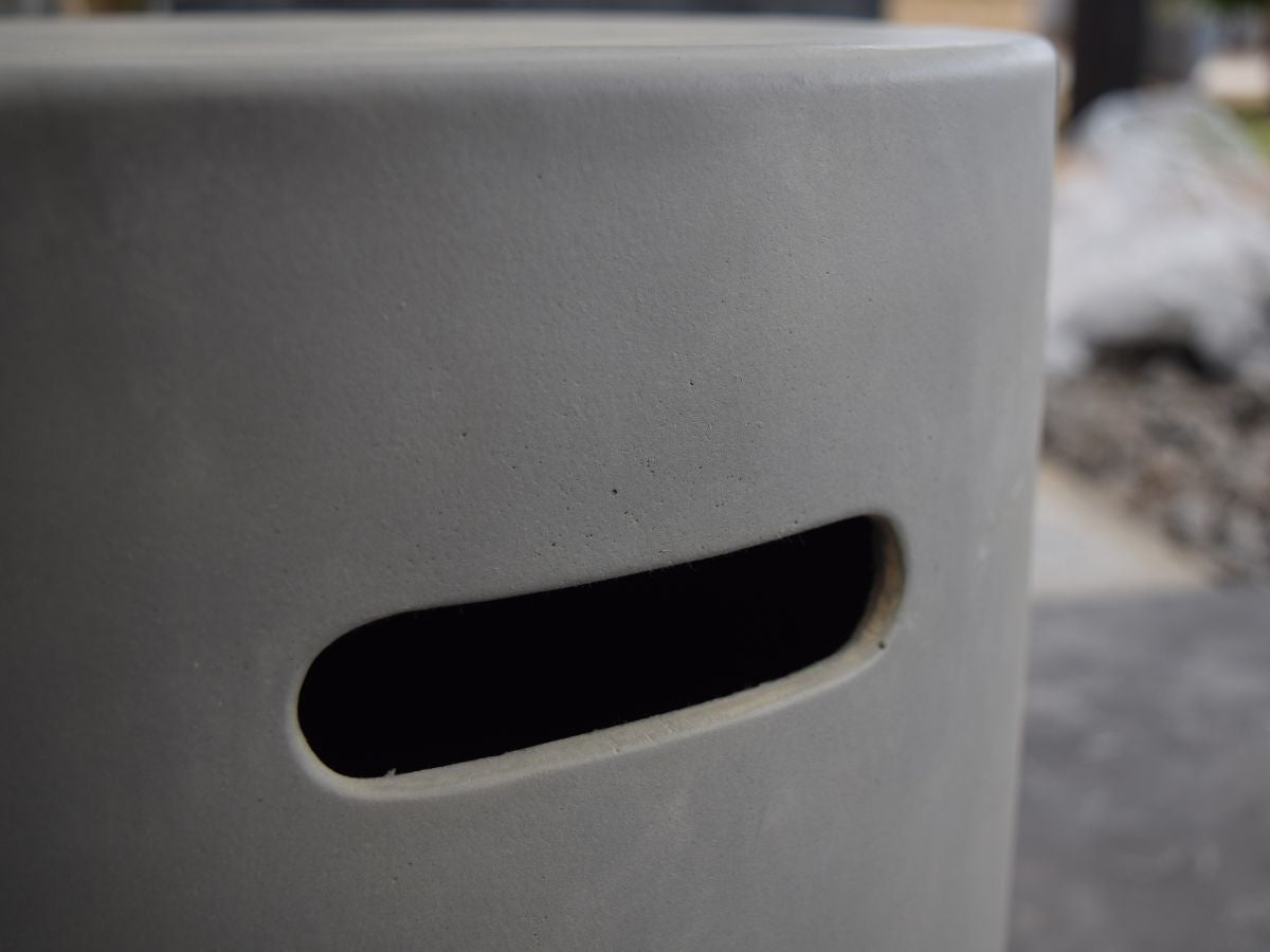 Light Grey Smooth Round Cast Concrete Propane Tank Cover