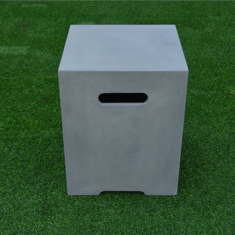 Light Grey Smooth Square Cast Concrete Propane Tank Cover