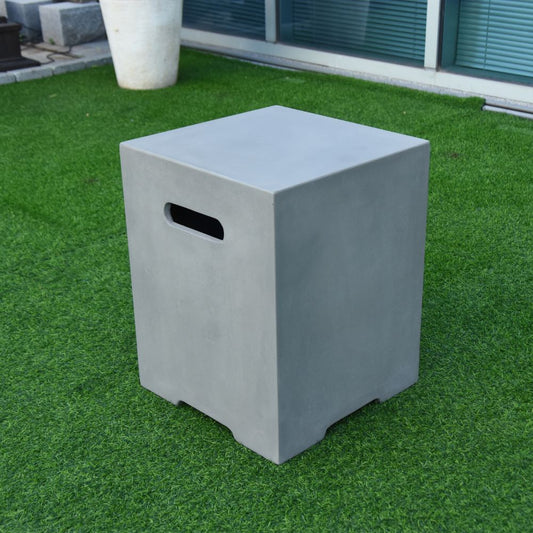 Light Grey Smooth Square Cast Concrete Propane Tank Cover