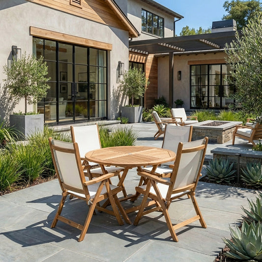 Florida 5pc Round Teak Dining Set