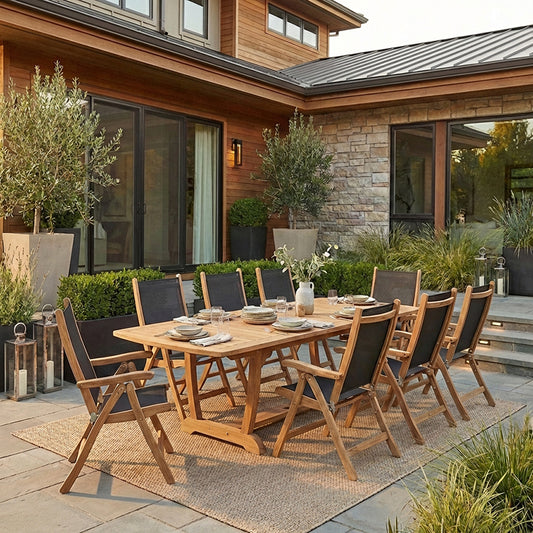 Florida 9pc Teak Dining Set with Dual Extension Table