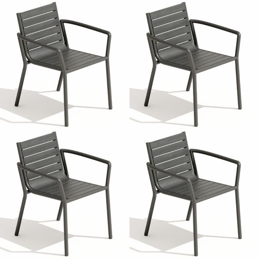 Island Faux Wood Dining Arm Chair - Set of 4