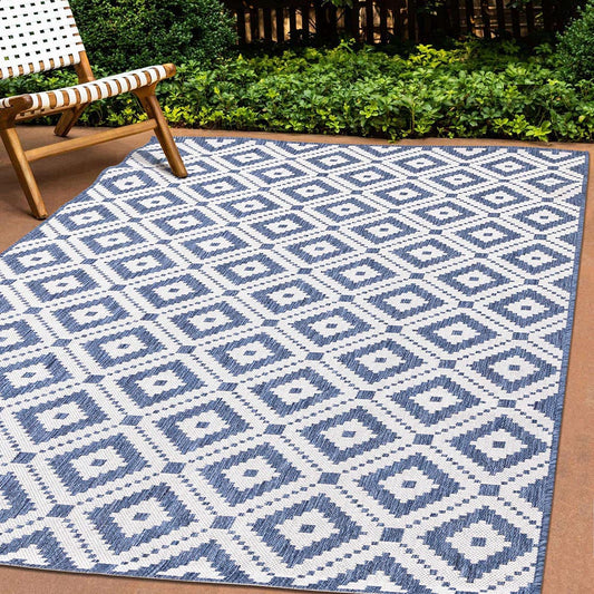 Geo Outdoor Carpet - Navy/Grey