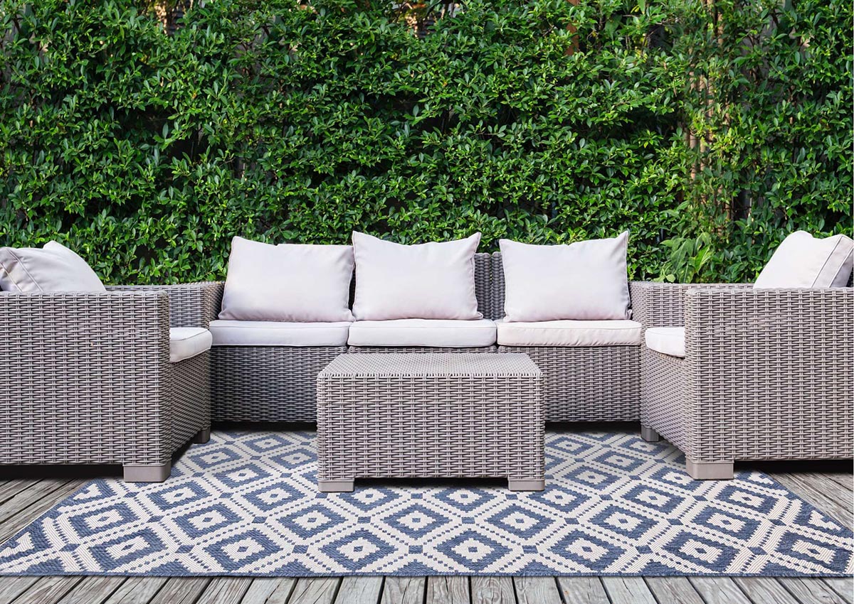 Geo Outdoor Carpet - Navy/Grey