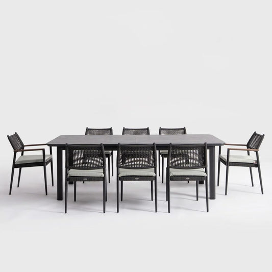 Elisa 9pc Dining Set with Extendable Table