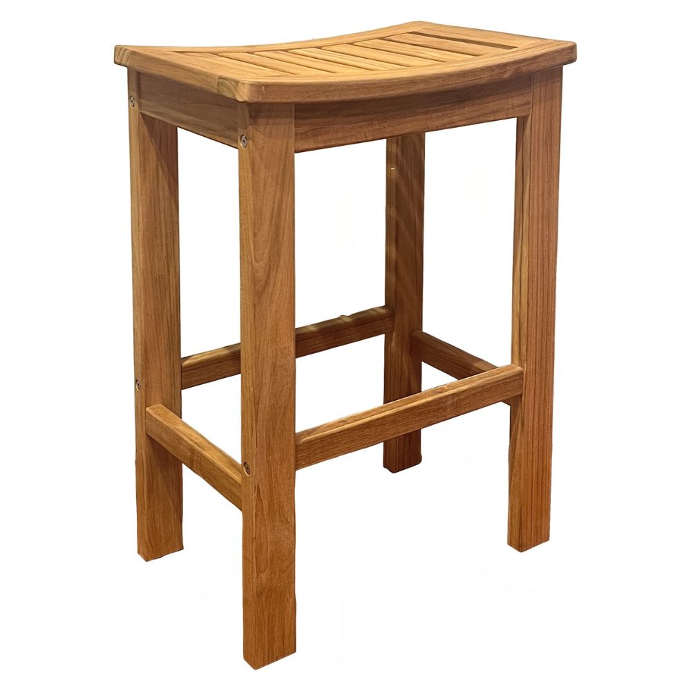 Teak Backless Bar Stool