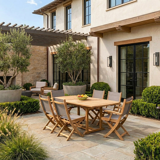 Sailmate 7pc Rectangular Teak Dining Set with Single Leaf Extension Table