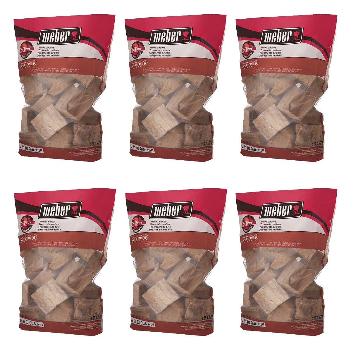 Weber Cherry Wood Chunks - Value Bundle of 6 Bags