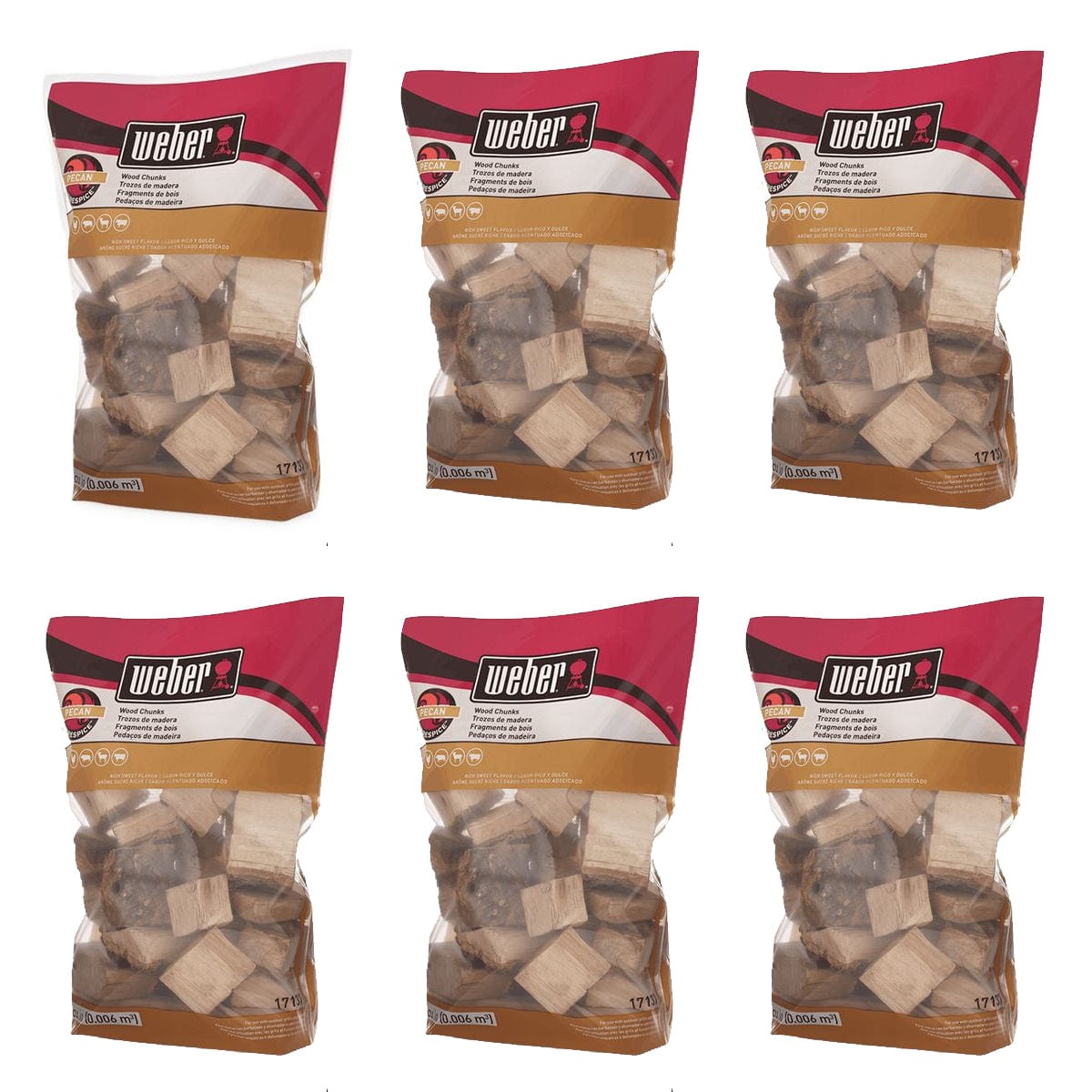 Weber Pecan Chunks - Value Bundle of 6 Bags