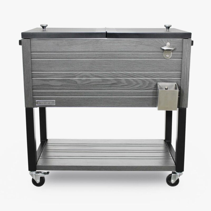 80 Quart Woodgrain Furniture Style Patio Cooler