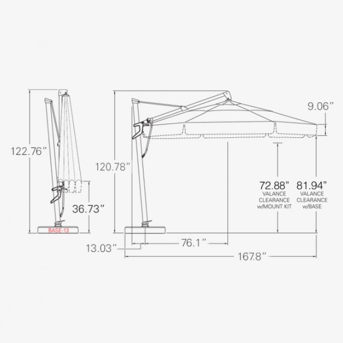 13' Round Sunbrella AKZ Starlux PLUS TG Sunbrella Parasol