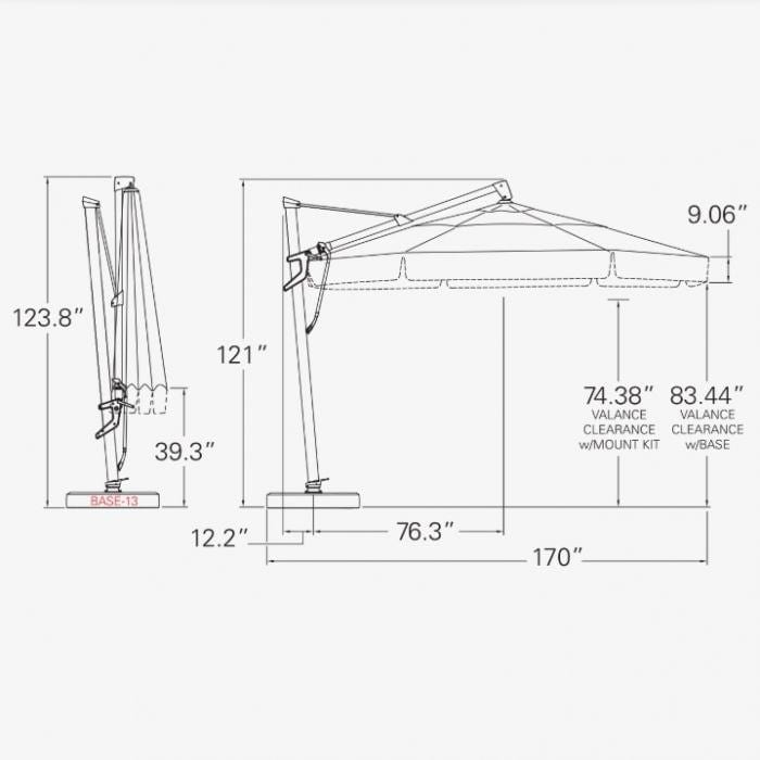 13'  Round Sunbrella AKZ PLUS Parasol