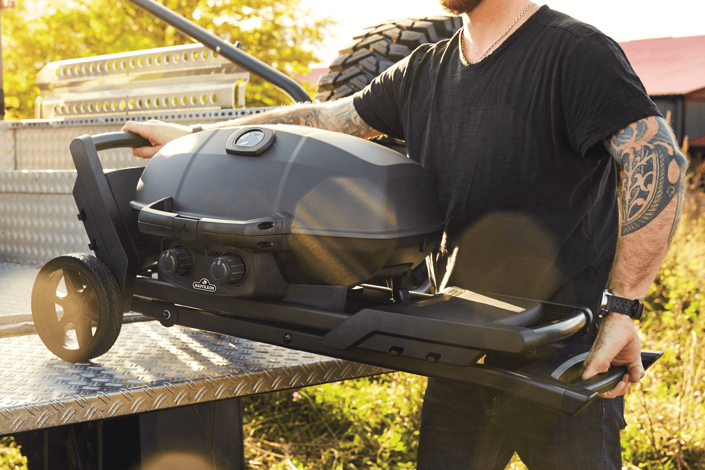 Phantom TravelQ PRO285 Portable Gas Grill w/ Scissor Cart