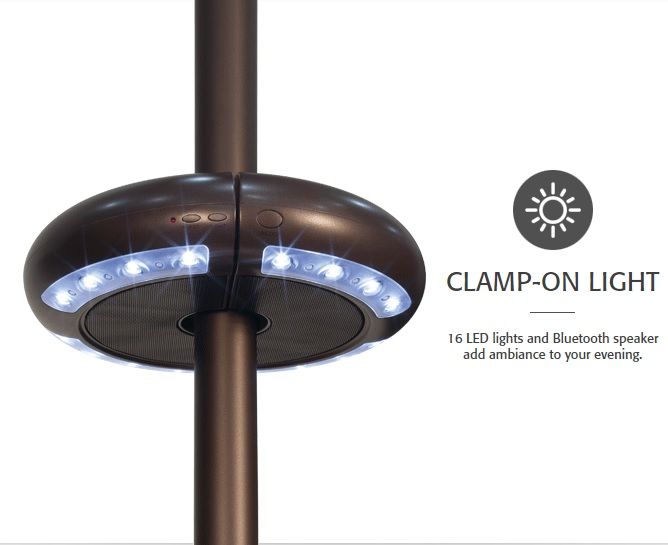 Luna LED Umbrella Light with Bluetooth Speaker