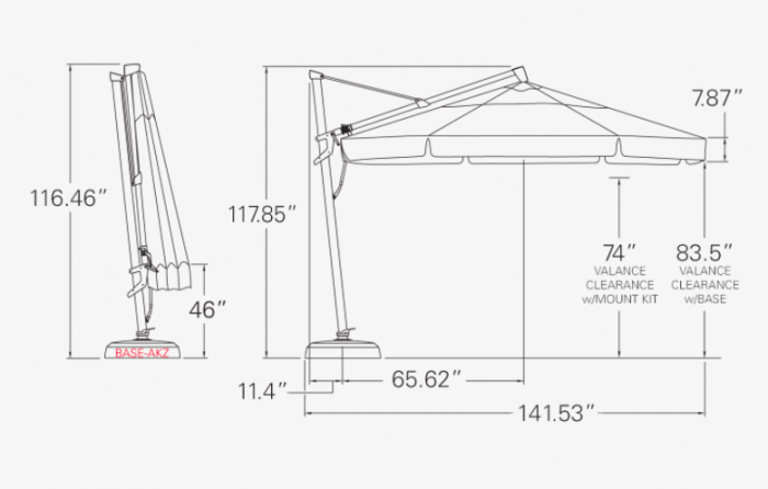 11' Round AKZ Plus TG Sunbrella Parasol