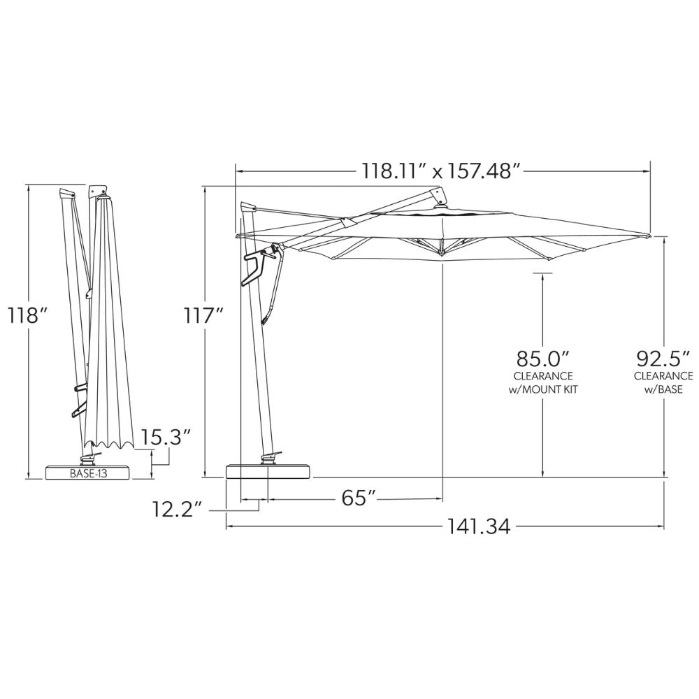 10' x 13' Rect. AKZ Plus TG Sunbrella Parasol