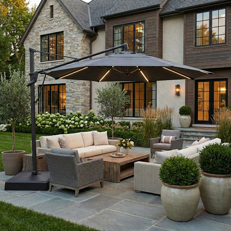 13' Round Sunbrella AKZ Starlux PLUS TG Sunbrella Parasol