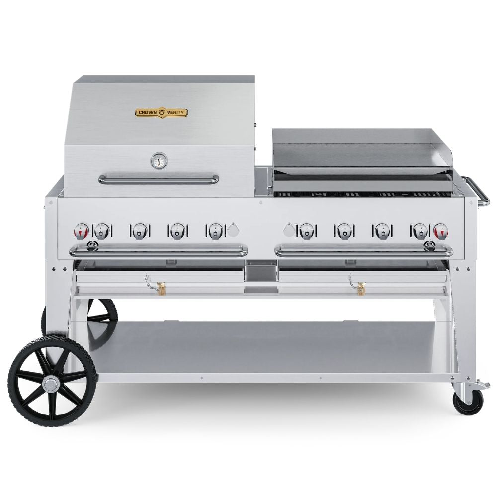 Crown Verity 60" Mobile Grill: Roll Dome & Griddle