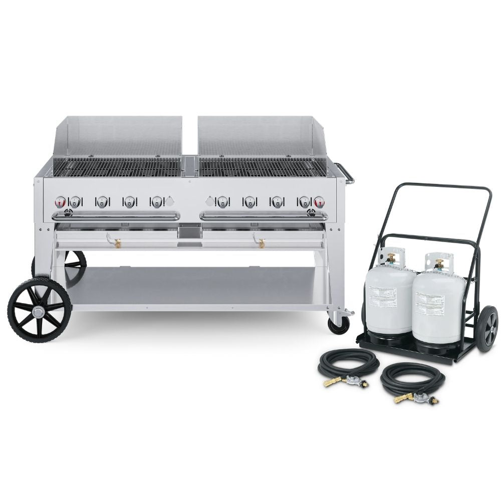 Crown Verity 60" Mobile Grill with Propane Cart: Dual Windguards