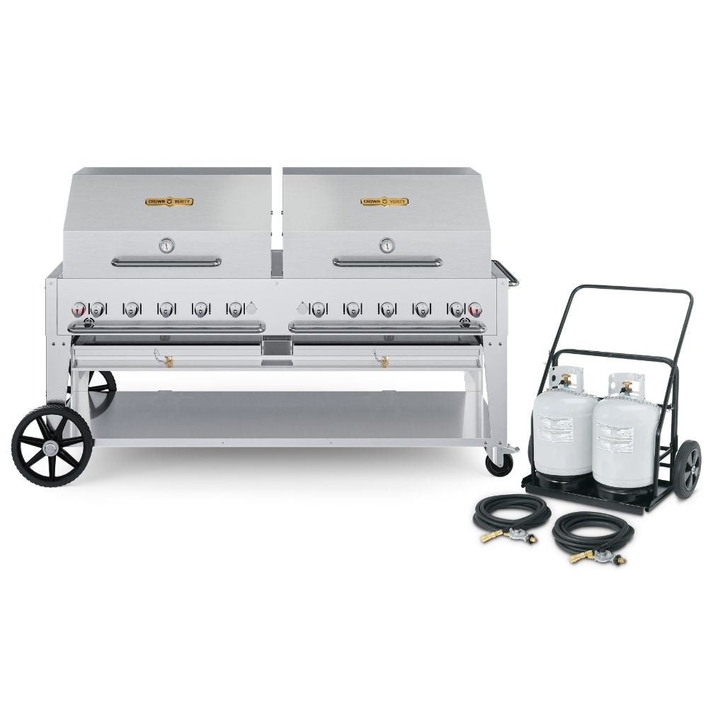 Crown Verity 72" Mobile Grill with Propane Cart: Dual Roll Dome