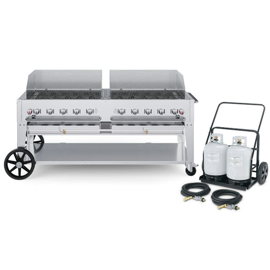 Crown Verity 72" Mobile Grill with Propane Cart: Dual Windguards