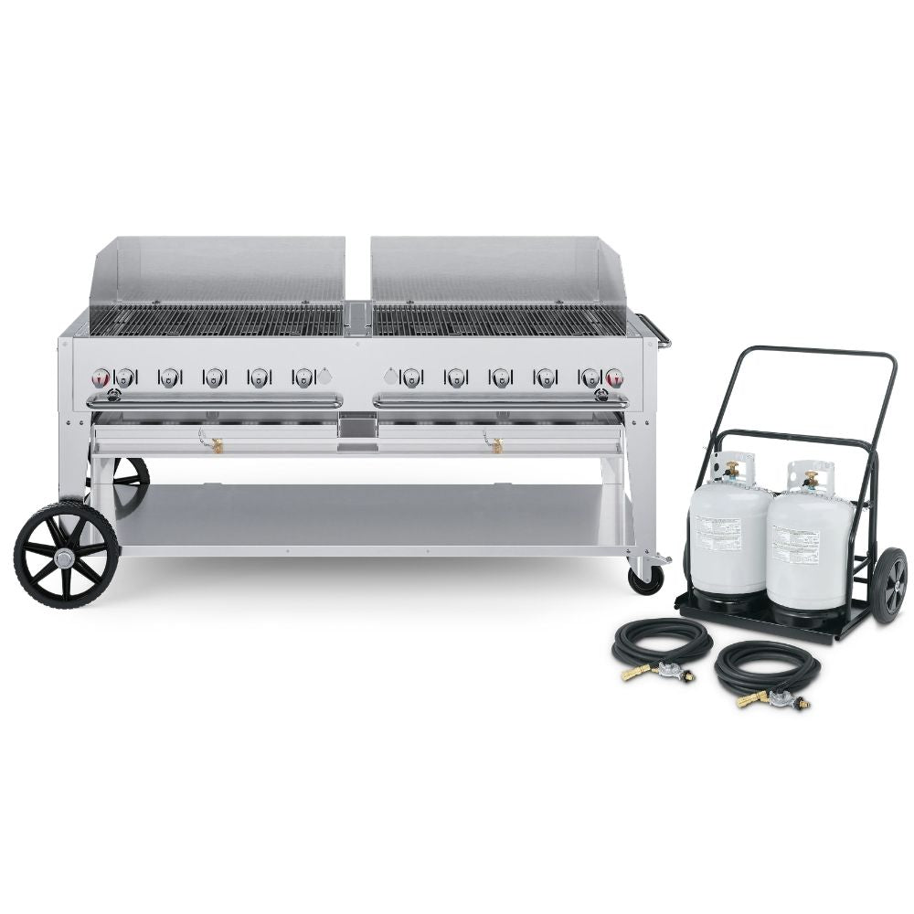 Crown Verity 72" Mobile Grill with Propane Cart: Dual Windguards