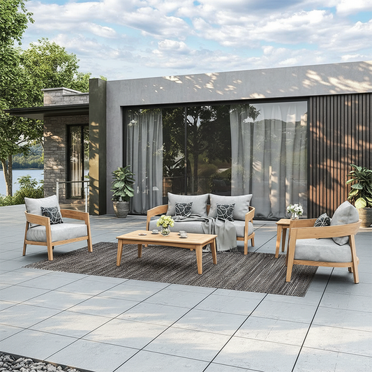 Calvo 3pc Teak Loveseat Club Set