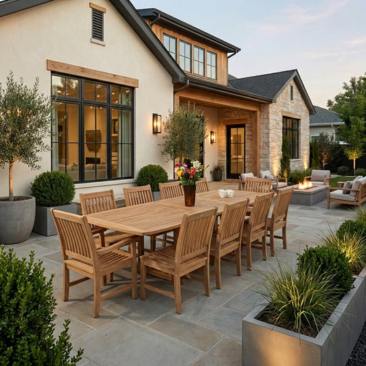 Compass 9pc Dining Set with Single Leaf Extension Table