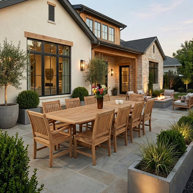 Compass 9pc Dining Set with Single Leaf Extension Table