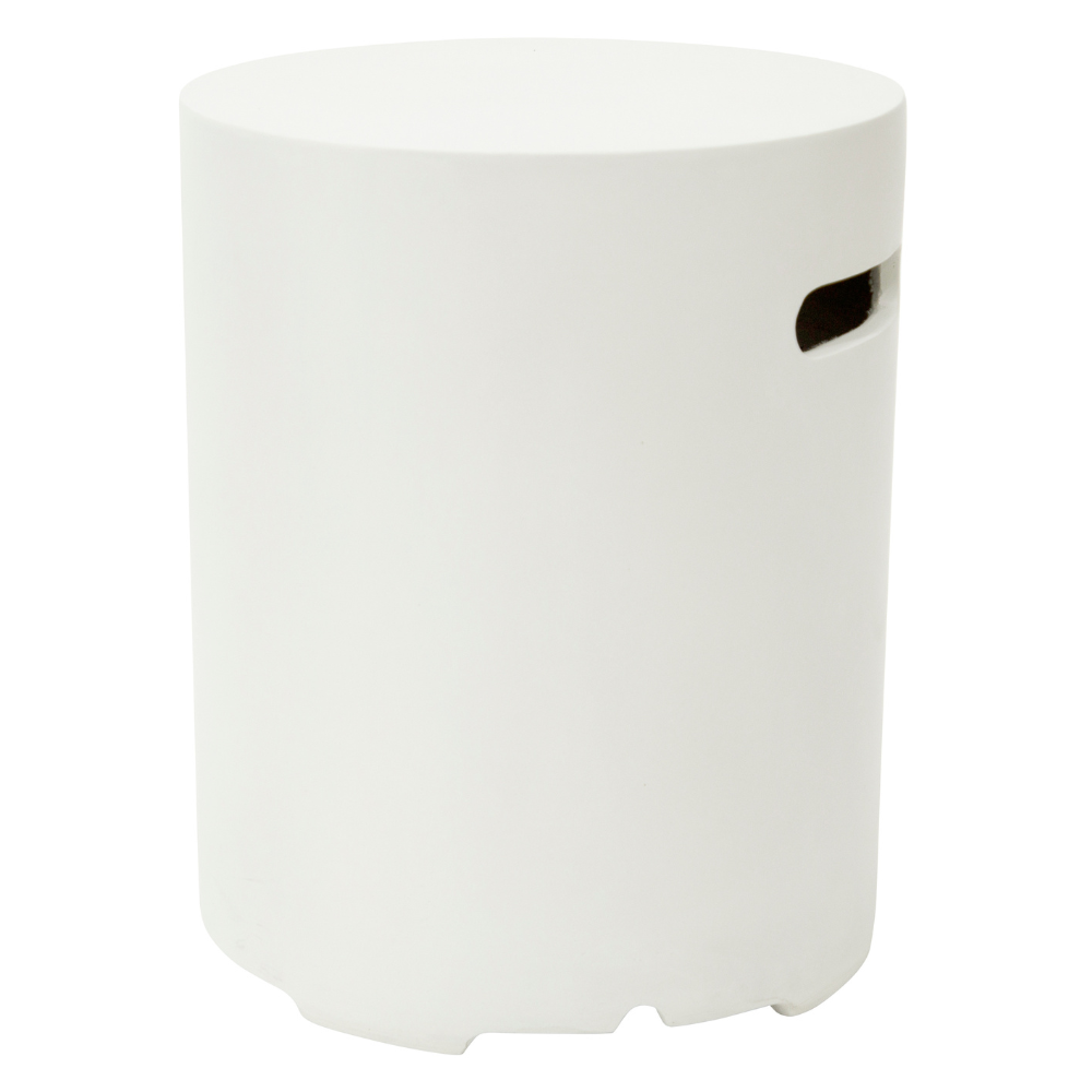 Cream White Smooth Round Cast Concrete Propane Tank Cover