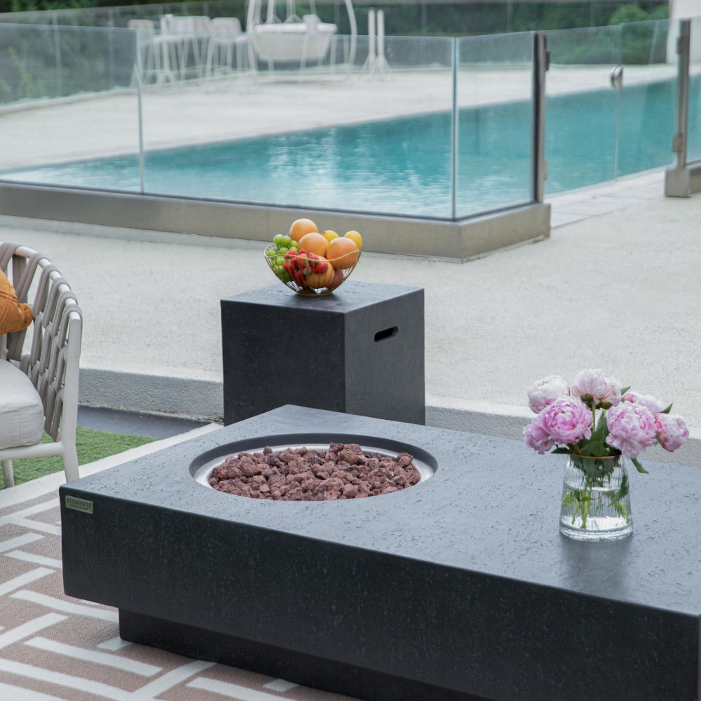 Dark Grey Textured Square Cast Concrete Propane Tank Cover