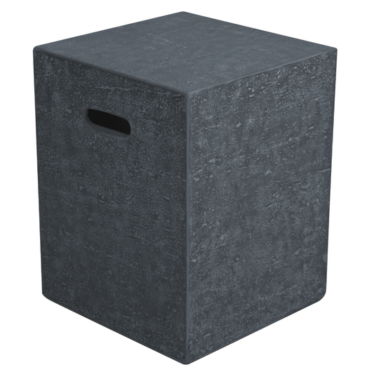 Dark Grey Textured Square Cast Concrete Propane Tank Cover