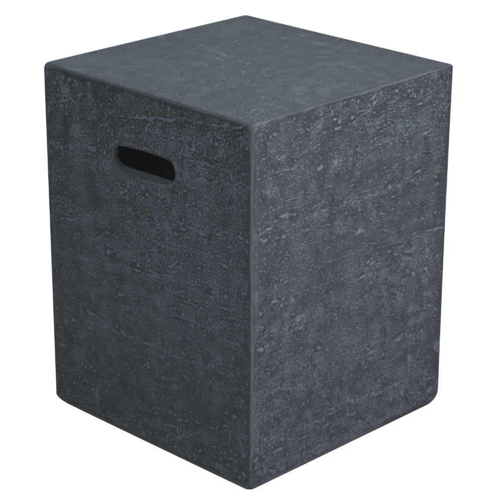 Dark Grey Textured Square Cast Concrete Propane Tank Cover