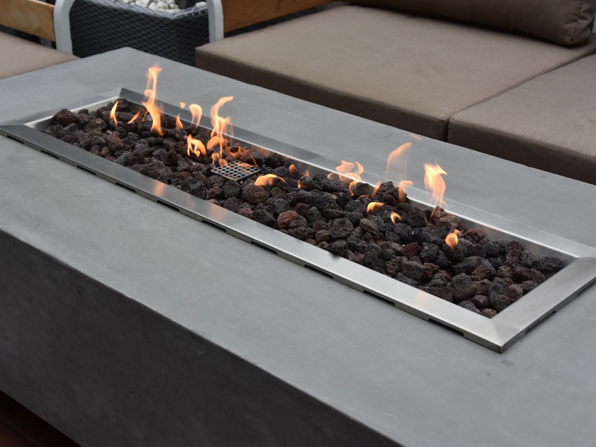 Granville Light Grey Cast Concrete Fire Table