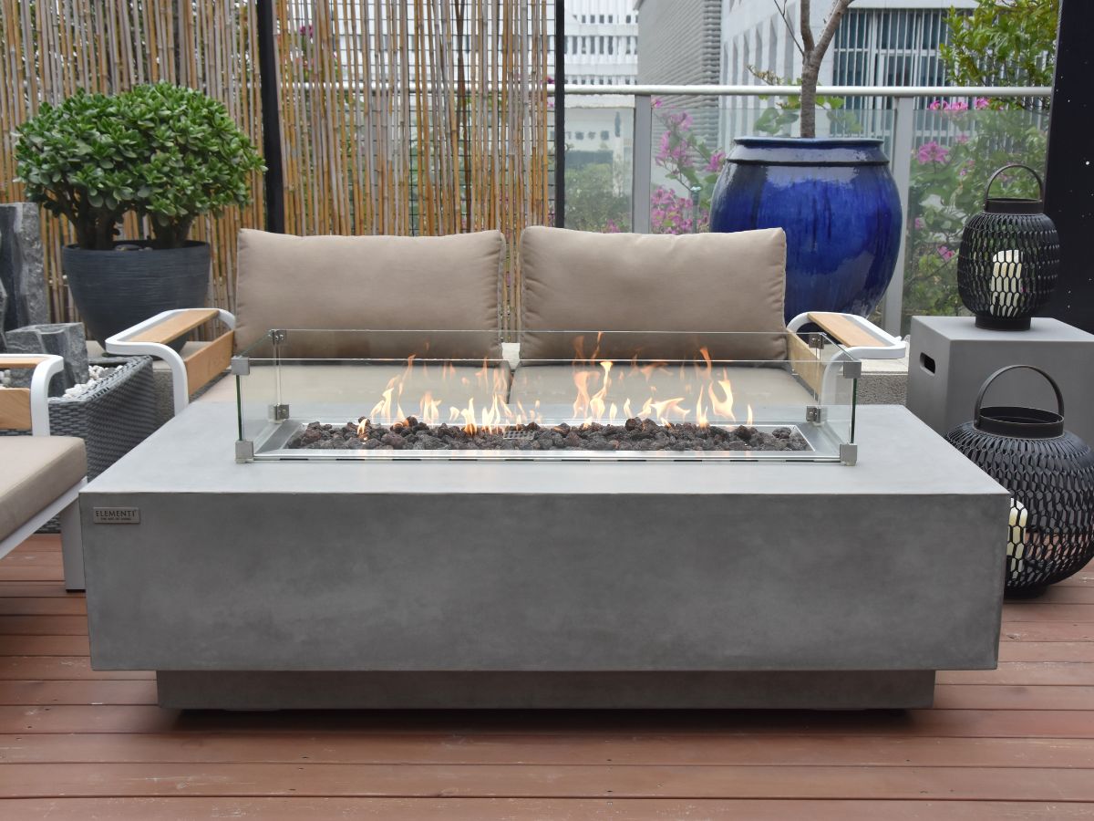 Granville Light Grey Cast Concrete Fire Table