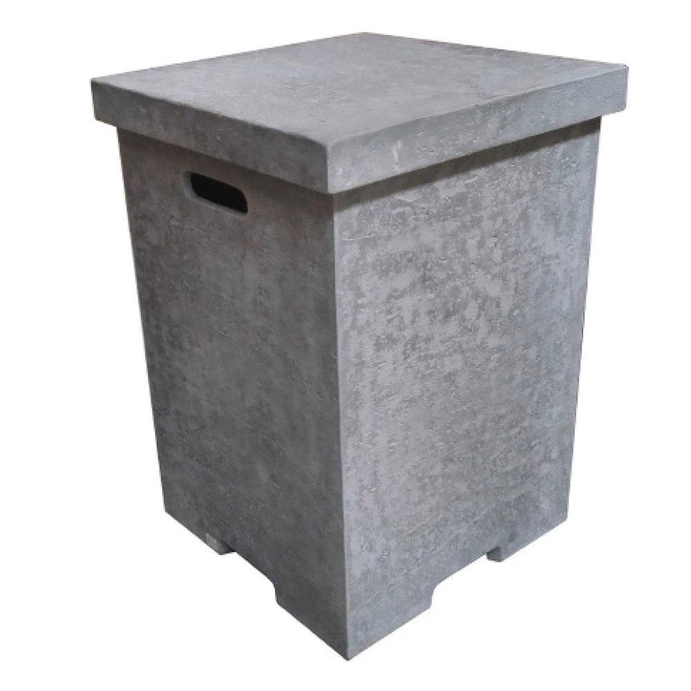 Light Grey Textured Square Cast Concrete Propane Tank Cover with Removable Lid