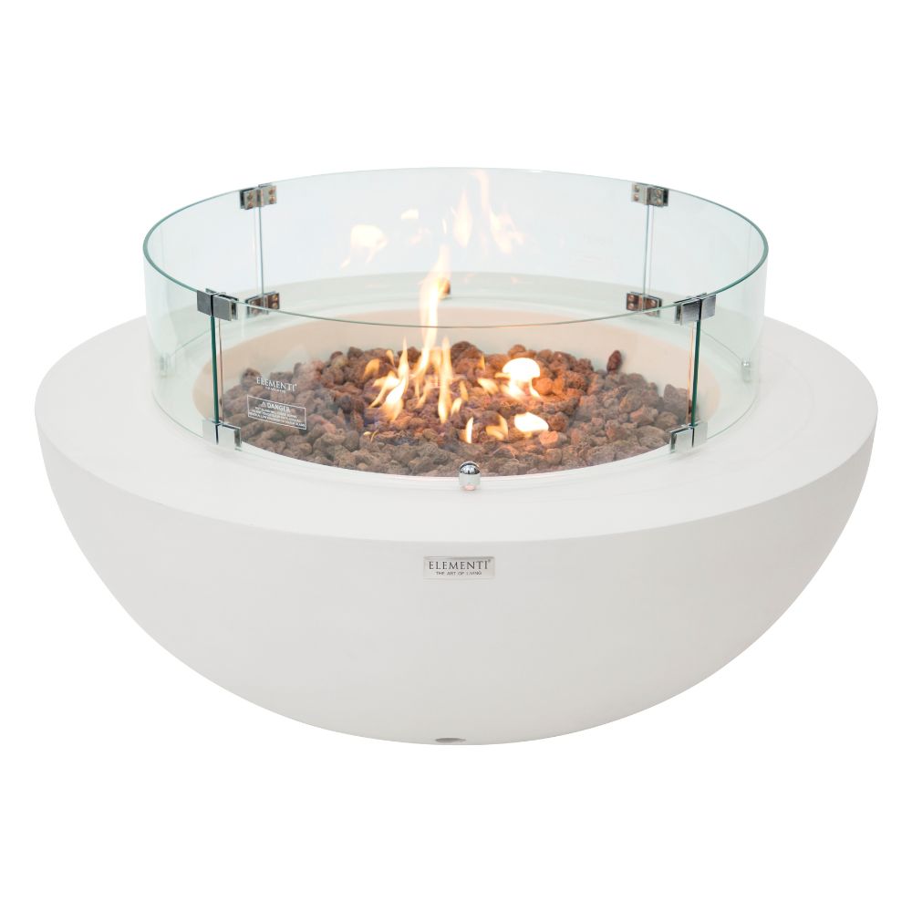 Lunar Bowl Cream White Cast Concrete Fire Table