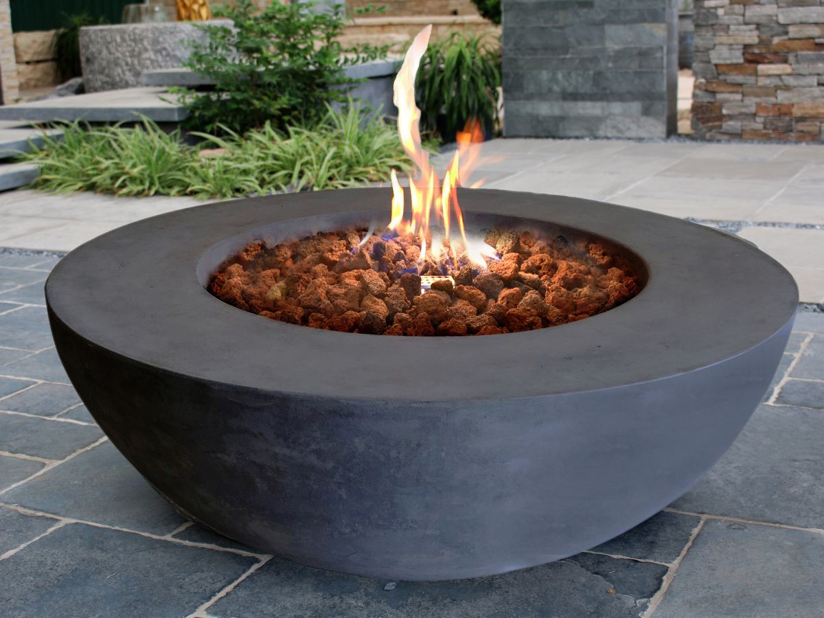 Lunar Bowl Dark Grey Cast Concrete Fire Table