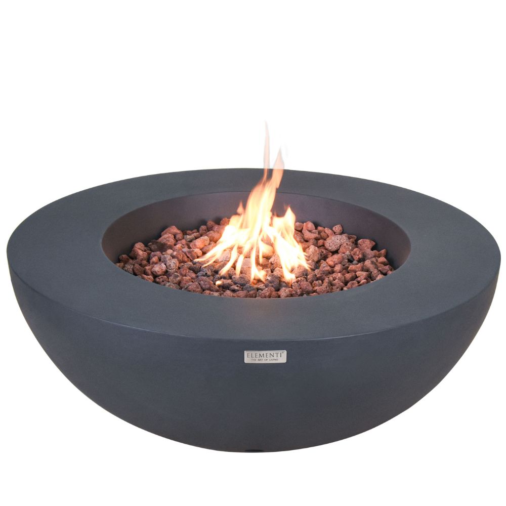 Lunar Bowl Dark Grey Cast Concrete Fire Table